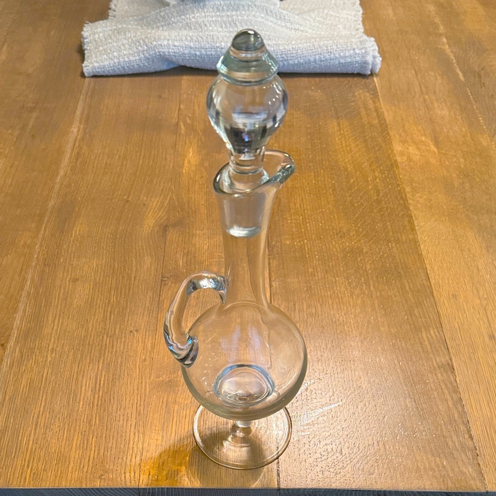 Vintage Hand Blown Glass Decanter with Glass Stopper